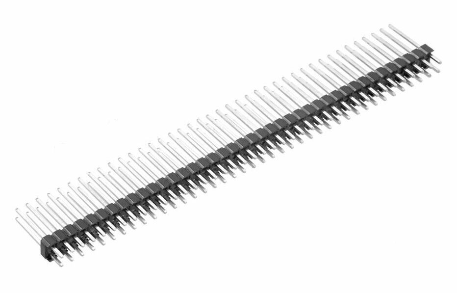 Pin header 2x40 pin 2.54mm pitch extended 15mm lang zwart